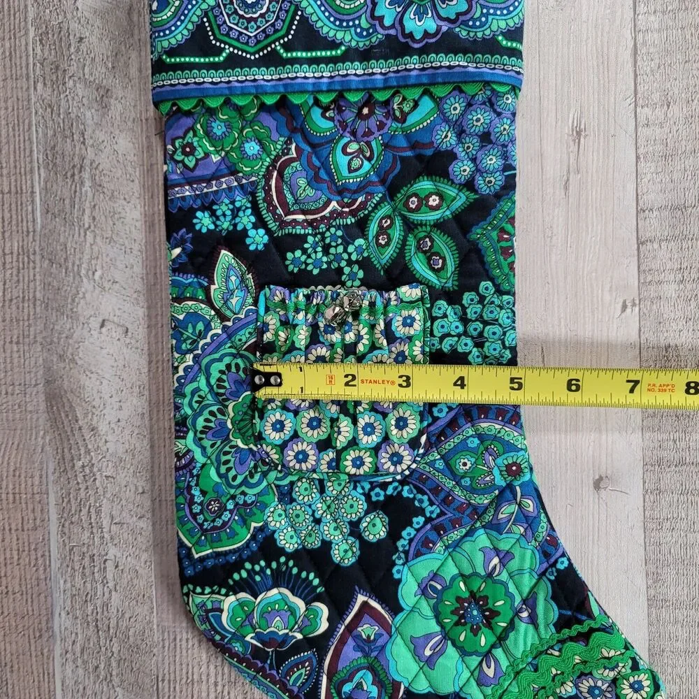 Vera Bradley Christmas Stocking Holiday BLUE RHAPSODY Paisley Mandala Pocket
